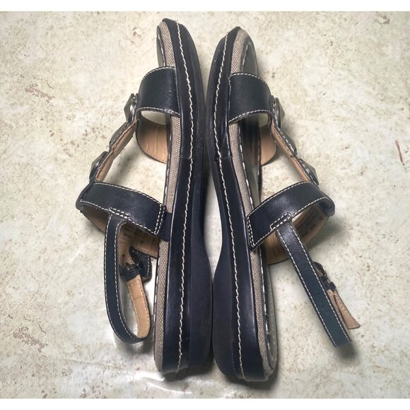 Naturalizer Womens Black Leather Sandals  Metallic Accents Adjustable Strap 8N - Picture 4 of 7